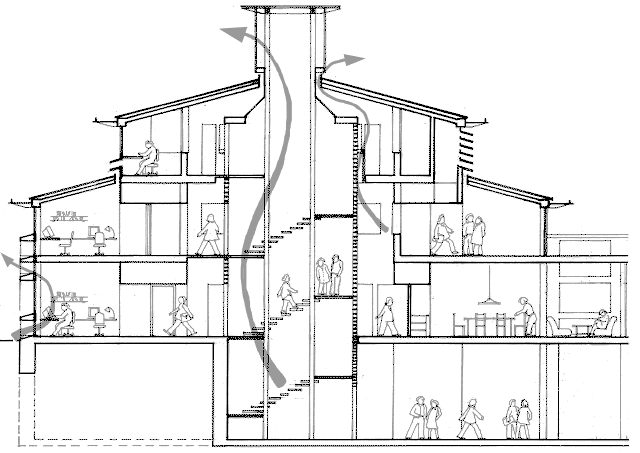 Section through typical pavilion