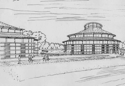 Architect's sketch of the new Library